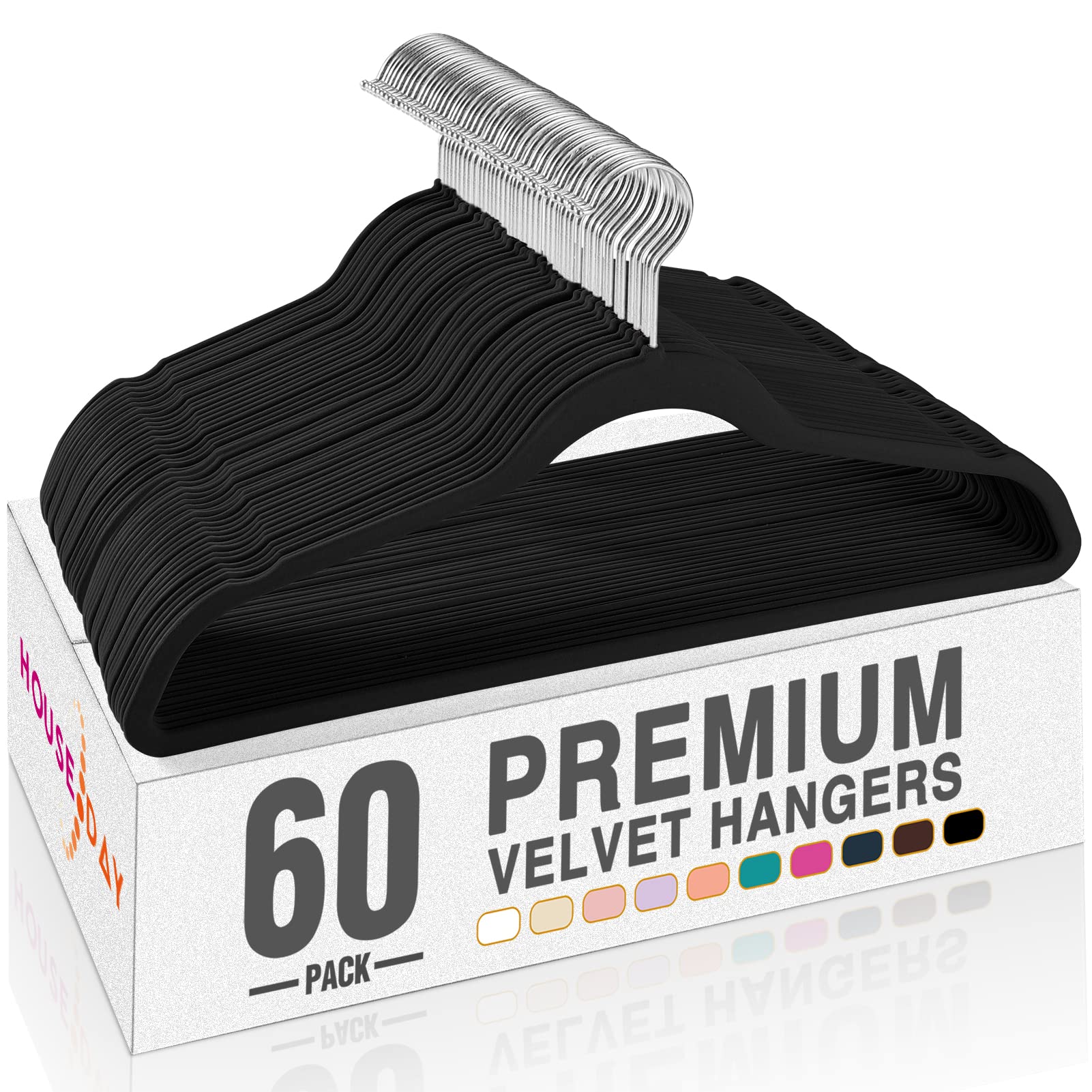 Thryvalnorix Black Velvet Hangers 60 Pack