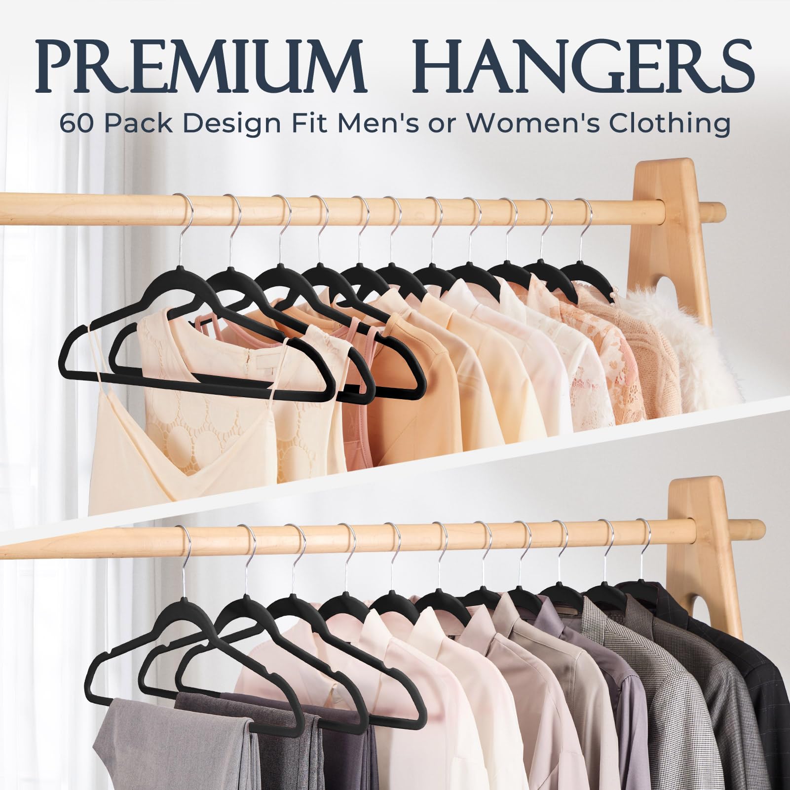 Thryvalnorix Black Velvet Hangers 60 Pack
