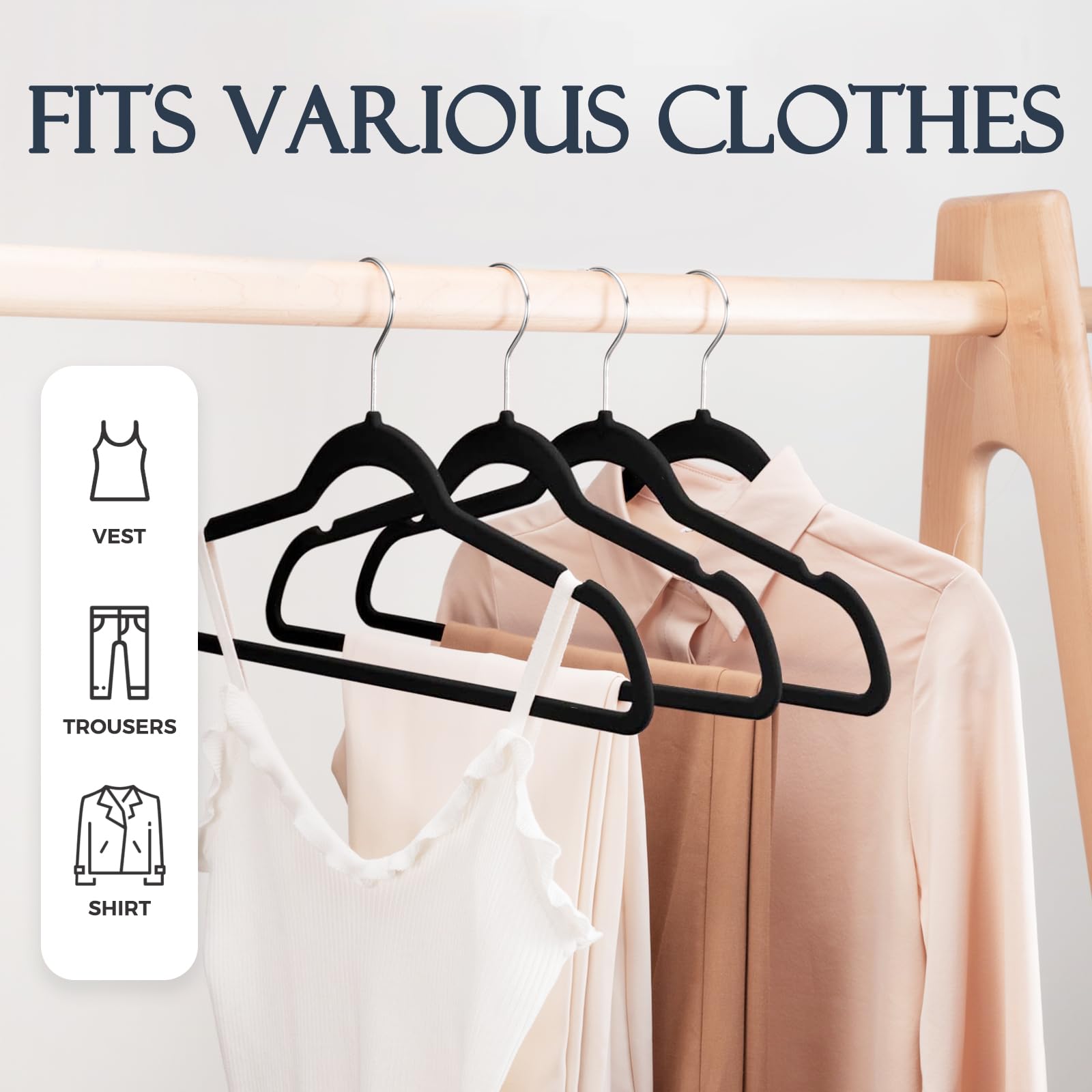 Thryvalnorix Black Velvet Hangers 60 Pack